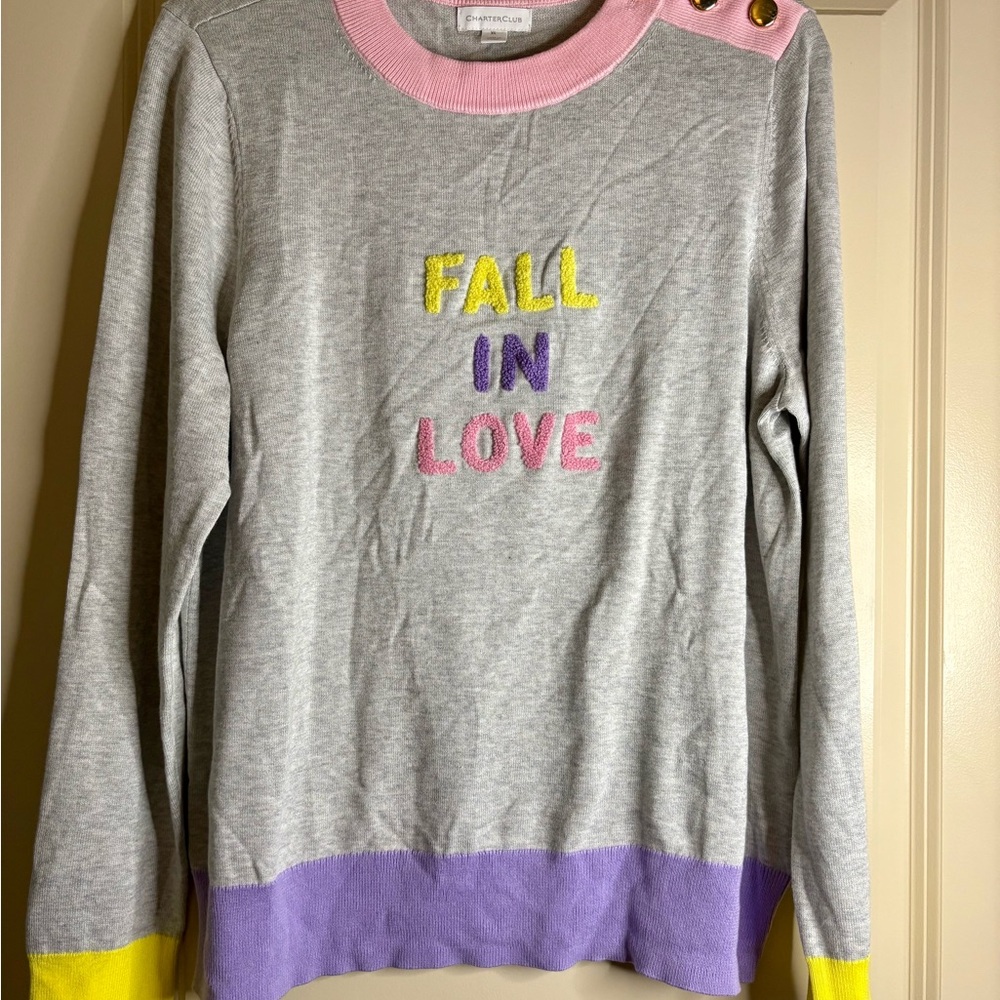 CHARTER CLUB Women's Gray Sweater with Colorful Accents